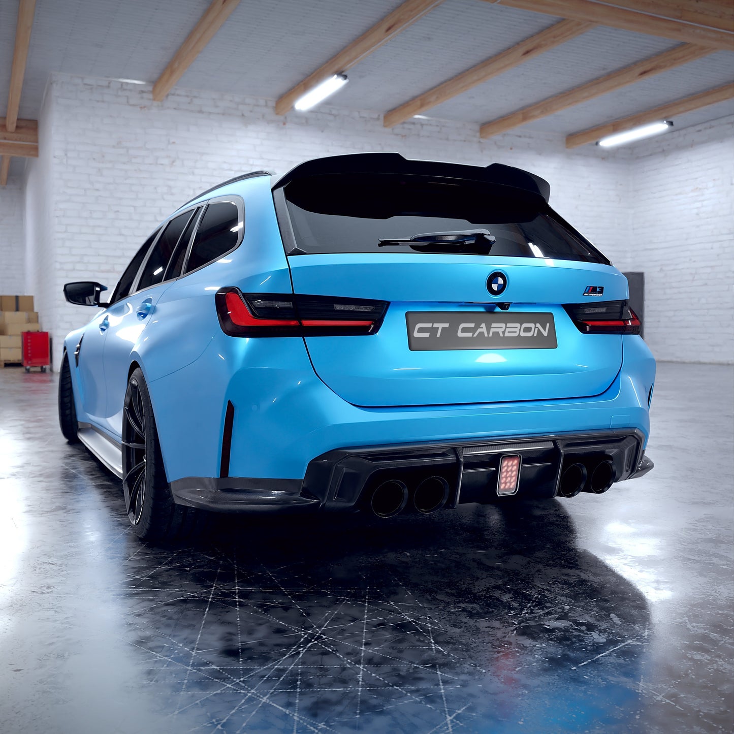 BMW M3 Touring G81 2021+ Carbon Fibre Rear Boot Lip Spoiler - CT Design Pre-Preg Dry Carbon Tailgate Lip, Rear Wing Extension with Add-On Window Trim - OEM Style Estate/Wagon Aero Upgrade