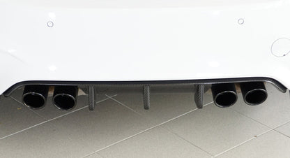 Rieger Rear Diffuser / Lower Valance for BMW M3 M4 F80 F82 F83 (2012-2018) - OEM/M Performance-Style Rear Apron & Bumper Skirt Insert for Quad Exhaust - ABS Direct Fit - Matte or Gloss Black - F8X Rear Splitter Trim