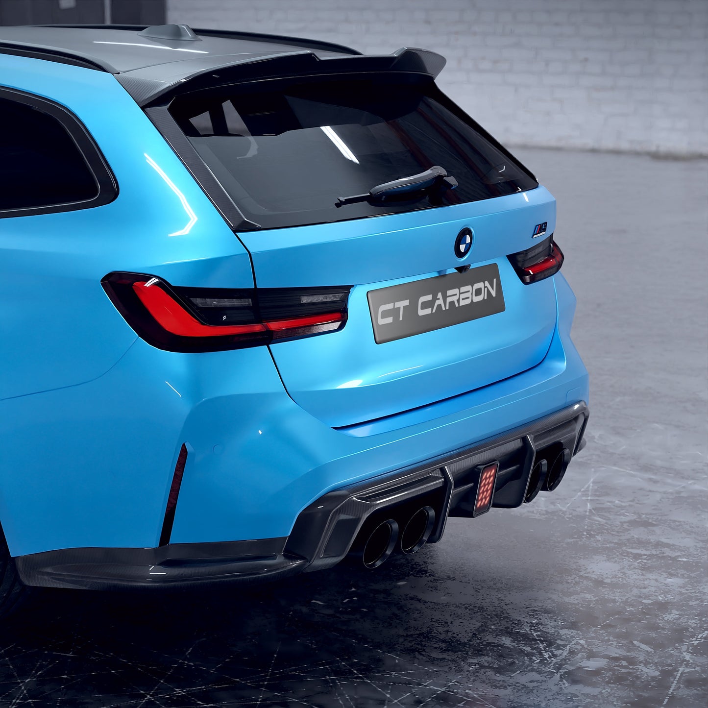 BMW M3 Touring G81 2021+ Carbon Fibre Rear Boot Lip Spoiler - CT Design Pre-Preg Dry Carbon Tailgate Lip, Rear Wing Extension with Add-On Window Trim - OEM Style Estate/Wagon Aero Upgrade