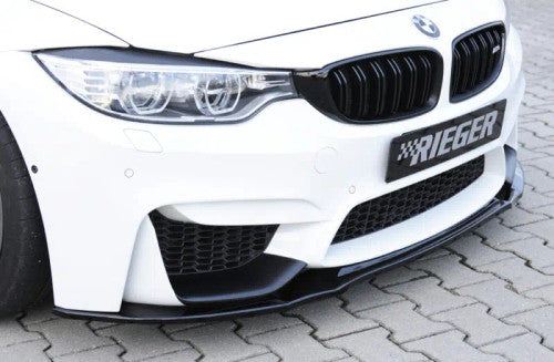 Rieger Tuning Lower Front Lip Spoiler/Splitter for BMW M3 M4 (F80 F82 F83/F8X, 2014-2020) - Gloss Black or Paintable ABS - Chin Spoiler/Bumper Lip/Front Apron - OEM Fit for Standard Bumper