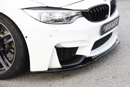 Rieger Tuning Lower Front Lip Spoiler/Splitter for BMW M3 M4 (F80 F82 F83/F8X, 2014-2020) - Gloss Black or Paintable ABS - Chin Spoiler/Bumper Lip/Front Apron - OEM Fit for Standard Bumper