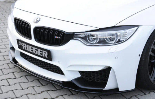 Rieger Tuning Lower Front Lip Spoiler/Splitter for BMW M3 M4 (F80 F82 F83/F8X, 2014-2020) - Gloss Black or Paintable ABS - Chin Spoiler/Bumper Lip/Front Apron - OEM Fit for Standard Bumper