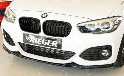 Rieger Gloss Black Front Splitter / Lip Spoiler for BMW 1 Series M135i M140i (F20 F21 LCI 2015-2019) – M Sport Front Bumper Chin Spoiler, Bumper Lip, Aero Lip, OEM Style Piano Black ABS