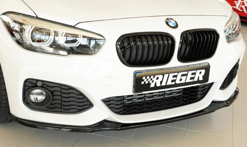 Rieger BMW 1 Series F20 F21 LCI Front Splitter / Front Lip Spoiler (2015+) Fits M135i & M140i - Gloss Black or Unfinished Black