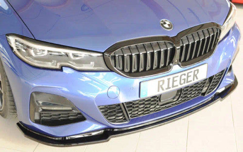 Rieger Front Lip Spoiler / Splitter - Gloss Piano Black - BMW 3 Series G20 G21 (Saloon/Sedan & Touring) - Lower Front Bumper Lip Aero Valance Upgrade