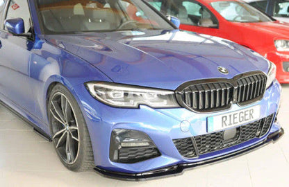Rieger Front Lip Spoiler / Splitter - Gloss Piano Black - BMW 3 Series G20 G21 (Saloon/Sedan & Touring) - Lower Front Bumper Lip Aero Valance Upgrade