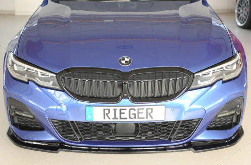 Rieger Front Lip Spoiler / Splitter - Gloss Piano Black - BMW 3 Series G20 G21 (Saloon/Sedan & Touring) - Lower Front Bumper Lip Aero Valance Upgrade