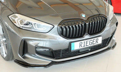 Rieger Gloss Black Front Lip Spoiler Splitter for BMW 1 Series F40 2019+ - Fits M135i & M Sport Bumper | Front Bumper Lip, Chin Spoiler, Lower Valance Extension, Aero Splitter