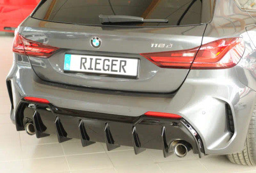 Rieger Rear Diffuser Valance Gloss Black for BMW 1 Series M135i xDrive (F40) 2019+ | ABS M Sport Rear Bumper Insert/Splitter/Apron OEM Style Body Kit