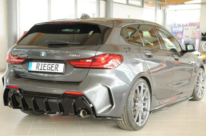 Rieger Rear Diffuser Valance Gloss Black for BMW 1 Series M135i xDrive (F40) 2019+ | ABS M Sport Rear Bumper Insert/Splitter/Apron OEM Style Body Kit