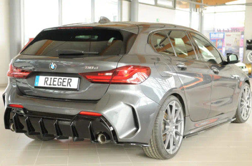 Rieger Rear Diffuser Valance Gloss Black for BMW 1 Series M135i xDrive (F40) 2019+ | ABS M Sport Rear Bumper Insert/Splitter/Apron OEM Style Body Kit