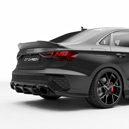 Audi RS3 8Y Rear Bumper Diffuser V2 by CT Design – Carbon Fibre (Carbon Fiber) Rear Valance/Splitter, Gloss Pre-Preg, OEM+ – Fits 2022+ Sportback & Saloon/Sedan
