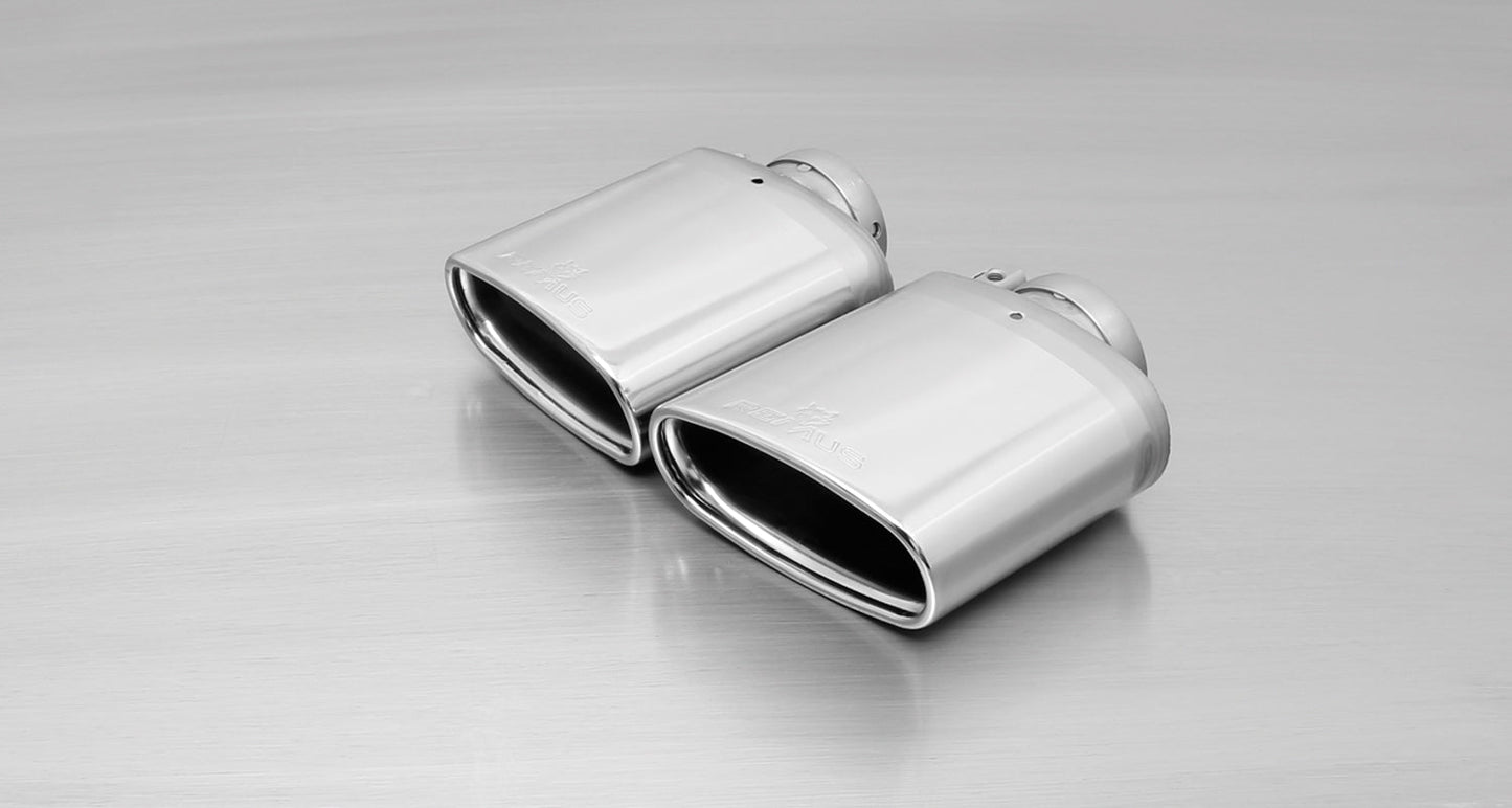 Remus Axle-Back Rear Silencer/Back Box Sports Exhaust for SEAT Leon Cupra 280/290/300 Mk3 5F 2.0 TSI (2014–on) Non-OPF/Non-GPF – Twin Oval 142x72mm Angled Chrome Tips – 70mm Stainless Steel – ECE/EU Type Approved – Performance Rear Muffler Twin Exit