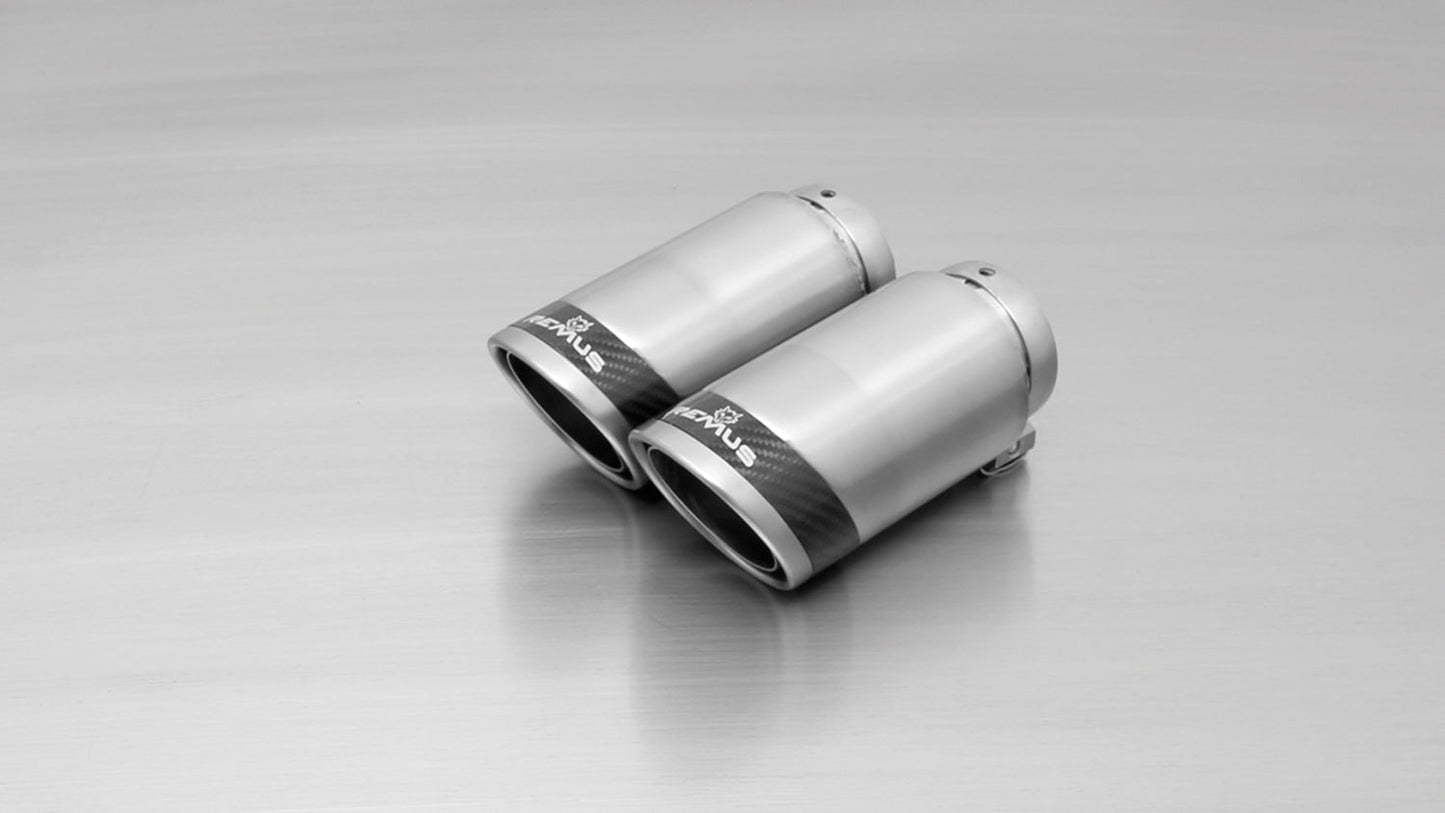 Remus Non-Res/Non Resonated Cat-Back/Catback Exhaust for Audi A3 8V 1.4 TFSI (2012+) Hatchback, Left Exit, Twin 84mm Carbon Fibre Tailpipes, Stainless Steel, EC Approved/E-Marked Performance Back Box Upgrade