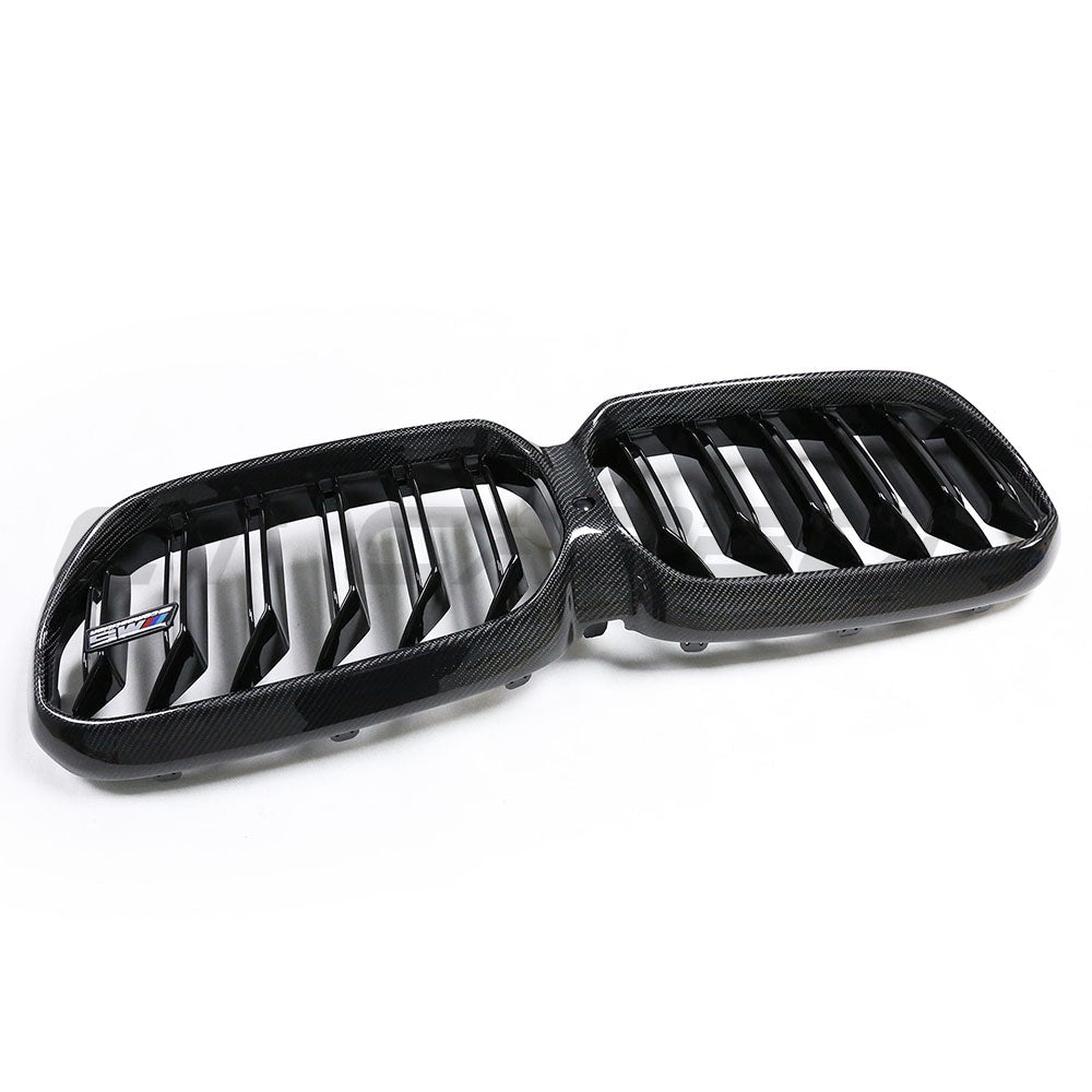 BMW F90 M5 & G30/G31 5 Series LCI Facelift (2017-2020) Carbon Fibre/Carbon Fiber Front Kidney Grilles – Gloss Carbon Radiator Grill Replacement for Saloon & Touring | OEM-Style CT Carbon