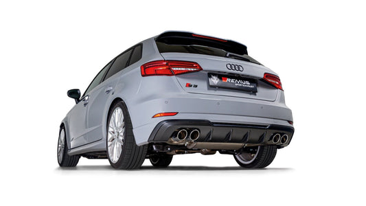 Remus Valved Backbox / Axle-Back Exhaust for Audi S3 8V 2.0 TFSI Quattro (2018+, Non GPF/OPF) - OE Valve Compatible Sports Rear Silencer/Muffler, Quad 4x84mm Tailpipes, 100% Stainless Steel, ECE/EEC Approved, Road Legal