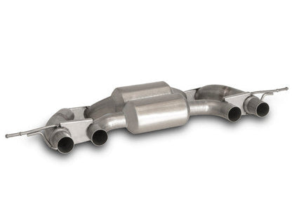 Remus Axle back Racing System Left/Right with Integrated valves using the OE valve control system with 4 tail pipes ÃƒËœ 102 mm angled, rolled edge, chromed - 3 Series G80 M3 Competition 375 kW S58B30A 2021-