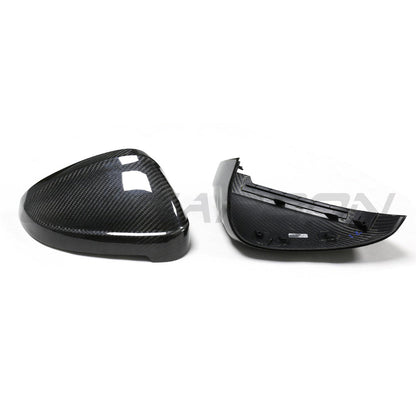 Audi A4 A5 S4 S5 RS4 RS5 B9/B9.5 2016+ Dry Pre-Preg Carbon Fibre/Fiber Wing/Side Mirror Covers Caps | RS-Style Replacement Shells Housings | OEM Fitment | For Vehicles Without Lane/Side Assist | CT Carbon