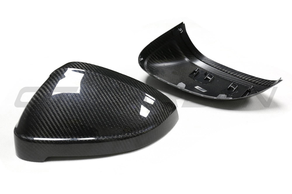 Audi A4 A5 S4 S5 RS4 RS5 B9/B9.5 2016+ Dry Pre-Preg Carbon Fibre/Fiber Wing/Side Mirror Covers Caps | RS-Style Replacement Shells Housings | OEM Fitment | For Vehicles Without Lane/Side Assist | CT Carbon