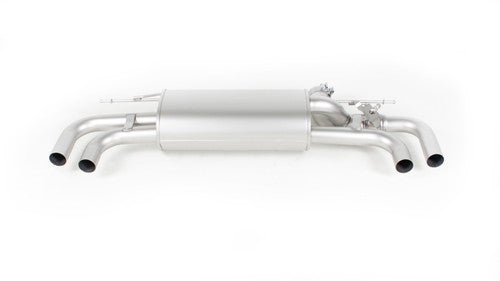 Remus Exhaust Rear Silencer Left/Right with Integrated valves using the OE valve control system with 4 tail pipes 102 mm angled, rolled edge, chromed - 5 Series G30/G31 540i xDrive 250 kW B58B30A 2017-
