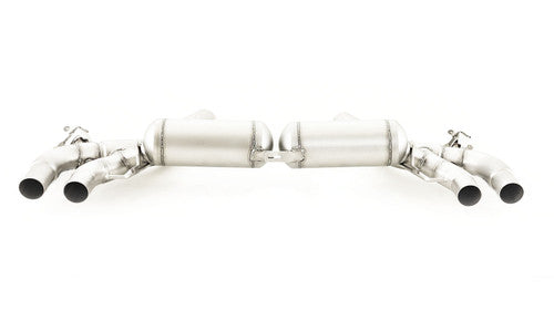 Remus Non-Resonated Cat back System Left/Right with Integrated valves using the OE valve control system with 4 tail pipes ÃƒËœ 102 mm angled, straight cut, chromed - 5 Series F90 M5 Competition 460 kW S63B44B 2018-
