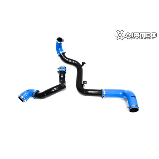 AIRTEC Motorsport 63mm (2.5in) Hot-Side Big Boost/Charge Pipe Kit (hotpipe) for Ford Focus RS Mk3 2016-2018 2.3 EcoBoost - Turbo Outlet to Intercooler Alloy Hard Pipe with Silicone Hoses (Pro Hoses), Direct-Fit Upgrade