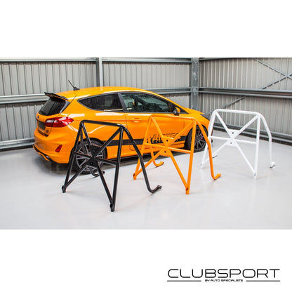 AutoSpecialists Clubsport Rear Half Roll Cage / Roll Hoop for Ford Fiesta Mk8 & Fiesta ST Mk8 (1.5 EcoBoost, 1.0 EcoBoost) - Bolt-In / Bolt On, No Drilling, No Welding, OEM Seatbelt Mounts, E355+N CDS Steel Track Day Interior Cage / Rear Brace
