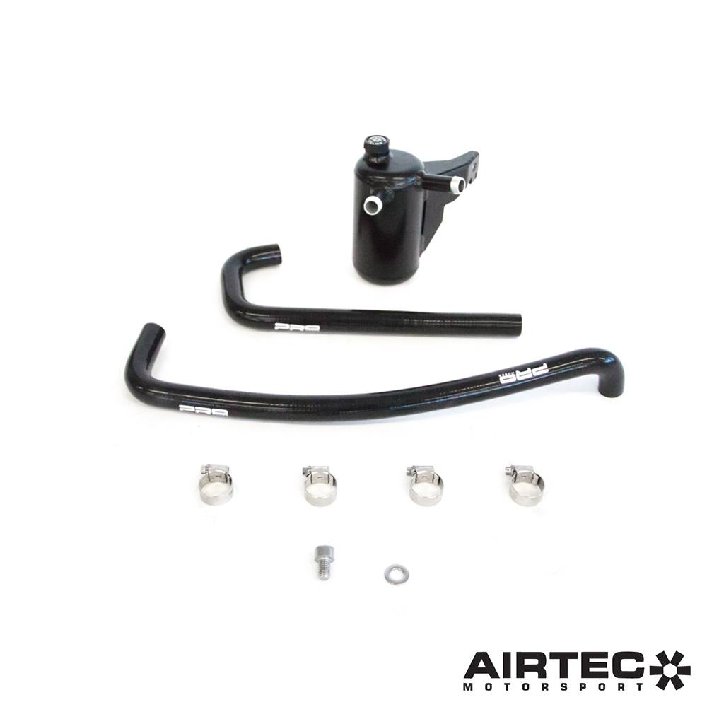 AIRTEC Motorsport Ford Fiesta ST Mk8 1.5T EcoBoost Oil Catch Can/Catch Tank & Engine Breather Kit - Baffled PCV Blow-By Vapour/Oil Separator, Pro-Series Black with Dipstick, Pro Hoses - Direct Fit