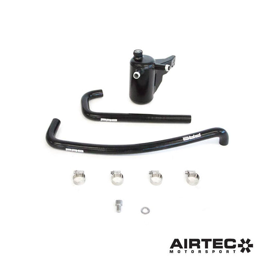 AIRTEC Motorsport Ford Fiesta ST Mk8 1.5T EcoBoost Oil Catch Can/Catch Tank & Engine Breather Kit - Baffled PCV Blow-By Vapour/Oil Separator, Pro-Series Black with Dipstick, Pro Hoses - Direct Fit