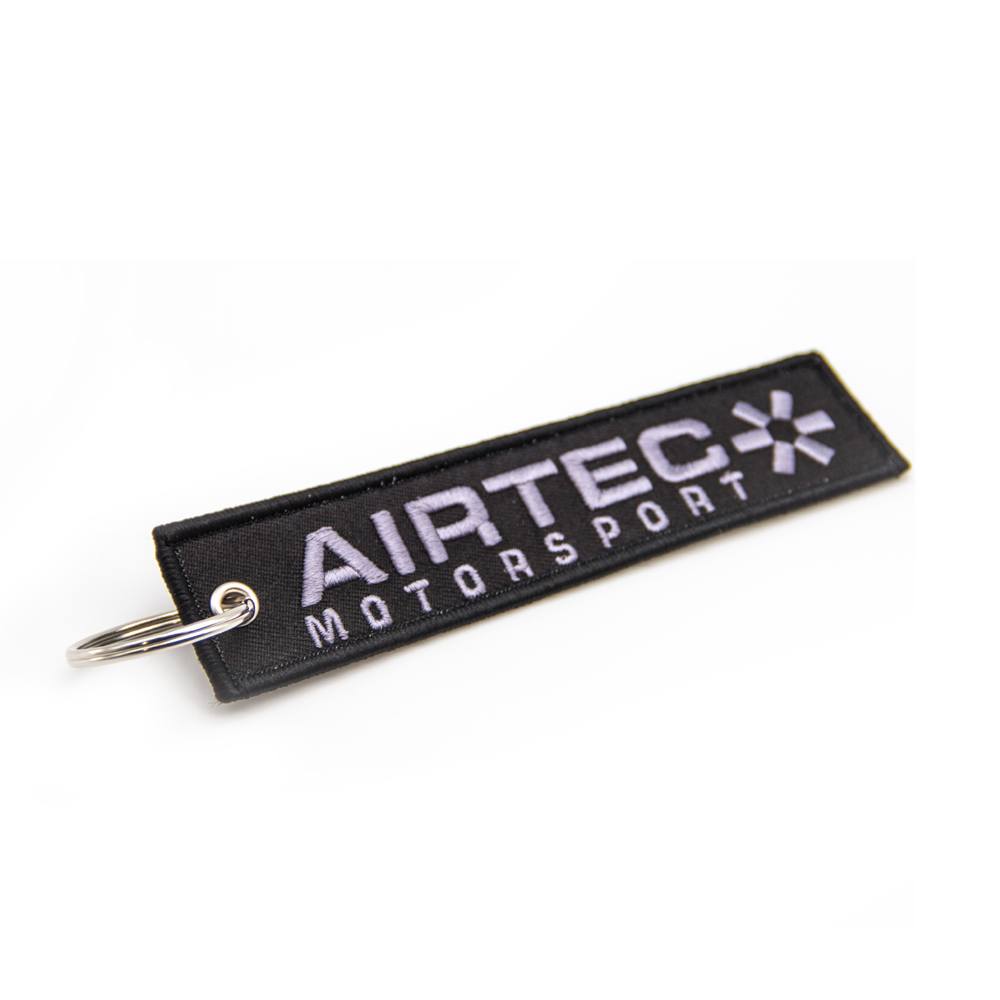 Official AIRTEC Motorsport Embroidered Keyring Key Chain/Key Ring Key Fob Tag, Key Holder Strap - Black Stealth Grey Logo - Universal Luggage/Bag/Backpack/Suitcase ID Tag - Car Keys Accessory, Tuner Merch, Petrolhead Gift, Track Day Travel Gear