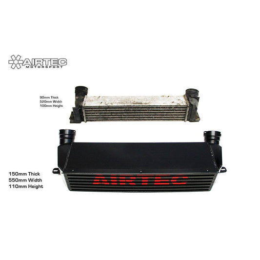 AIRTEC Motorsport Uprated Intercooler FMIC/Charge Cooler for BMW 1 & 3 Series Diesel 2.0d (N47 M47) E81 E82 E87 E88 E90 E91, X1 E84 – Pro-Series Black, 150mm Thick Core, 62mm In/Out – Direct Fit OEM Replacement 17517524916 116d 118d 120d 316d 318d 320d