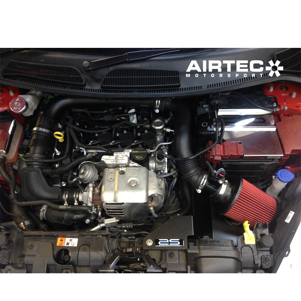 AIRTEC Stage 2 (Stage II) Cold Air Intake Induction Kit for Ford Fiesta Mk7 1.0 EcoBoost 100/125/140PS - Performance Open Cone Filter with Heat Shield - Turbo Intake System High-Flow MAF Housing - Fits 2012-2017 Fiesta 1.0 Turbo