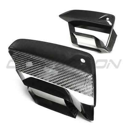 BMW M5 F90 LCI 2021-2024 Front Bumper Vent Covers - Carbon Fibre Air Intake Surrounds, Air Curtain Duct Garnish Overlays, Corner Intake Trims - CT Carbon Pre-Preg Dry Carbon Facelift Front Vent Trim Pair