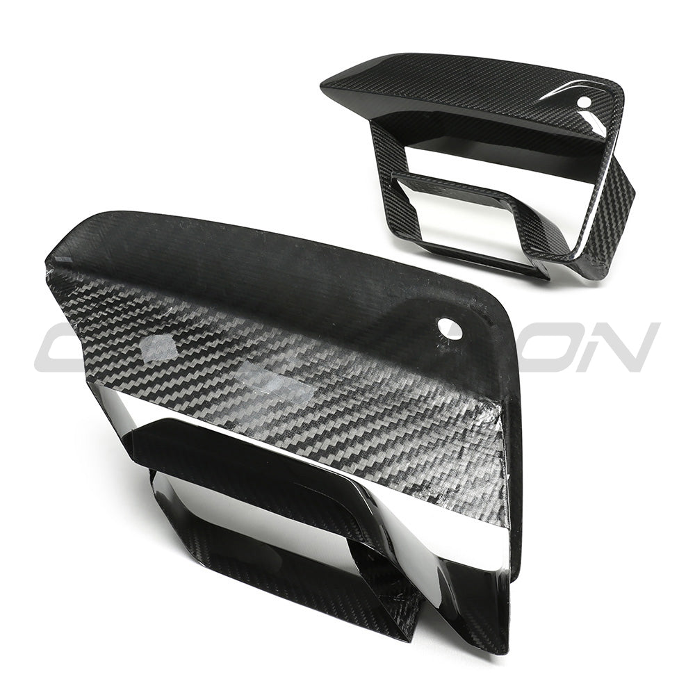 BMW M5 F90 LCI 2021-2024 Dry Carbon Fibre Front Bumper Air Duct Vent Covers / Intake Surrounds | CT Carbon Prepreg Grille Inlet Trim Overlays (Fits M5 & M5 Competition Facelift)