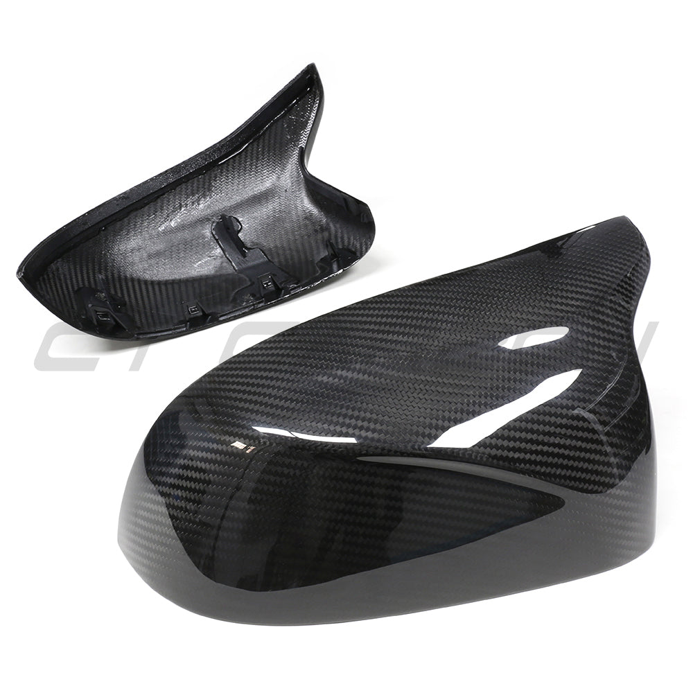BMW X3M X4M X5M X6M (F97 F98 F95 F96) 2019+ incl. Competition Dry Prepreg Carbon Fibre/Fiber Mirror Caps - Gloss Wing/Side Door Mirror Covers Pair, OEM-Style Replacement Housings/Shells