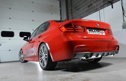 Milltek Sport BMW 3 Series F30 328i M Sport N20 2.0T 3" Cat-Back Exhaust System (2012+) - Stainless Steel, Twin 90mm GT90 Polished Tips - EC Approved or Non-Res Race - SSXBM961/SSXBM962