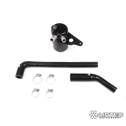 AIRTEC Motorsport Baffled Oil Catch Can/Catch Tank Kit for Ford Fiesta ST180 1.6 EcoBoost (Mk7) - Pro-Series Black, Silicone Hoses & Dipstick, Fits with AIRTEC Induction Shield