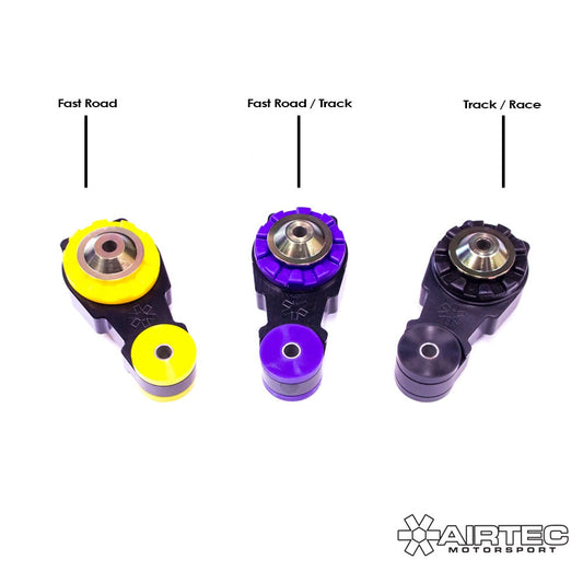 AIRTEC Motorsport CNC Billet Lower Torque Mount for Ford Fiesta Mk8 ST/ST-Line 1.5 EcoBoost (200PS) – Dogbone/Pendulum Engine & Gearbox Mount with Powerflex Poly Bushes – Anti Wheel Hop, Torque Link Upgrade, Improved Shifts – Yellow/Purple/Black