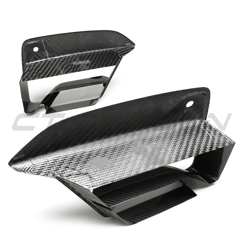 BMW M5 F90 LCI 2021-2024 Front Bumper Vent Covers - Carbon Fibre Air Intake Surrounds, Air Curtain Duct Garnish Overlays, Corner Intake Trims - CT Carbon Pre-Preg Dry Carbon Facelift Front Vent Trim Pair