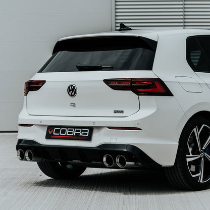 Cobra Sport OPF/GPF-Back Exhaust for VW Volkswagen Golf R Mk8/8R (2021+) 2.0 TSI/TFSI - Valved or Non-Valved 3-inch 76mm Performance Rear System, Centre & Rear Replacement, Carbon Tip Options EA888
