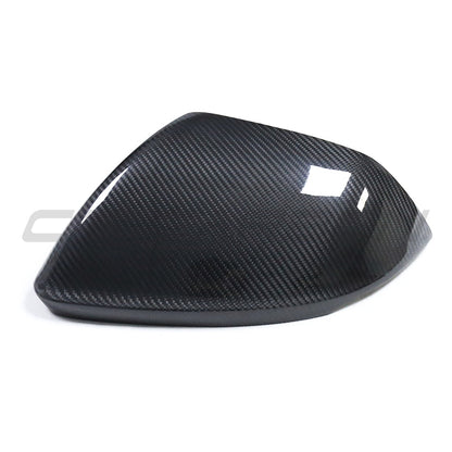 Audi Q8 SQ8 RSQ8 (2020+) & Lamborghini Urus (2019+) Carbon Fibre/Fiber Wing Mirror Covers | Side Mirror Caps Replacement | Door Mirror Housings Shells - Gloss Pre-Preg 2x2 Twill OEM Fit - WITHOUT Lane Assist / Side Assist