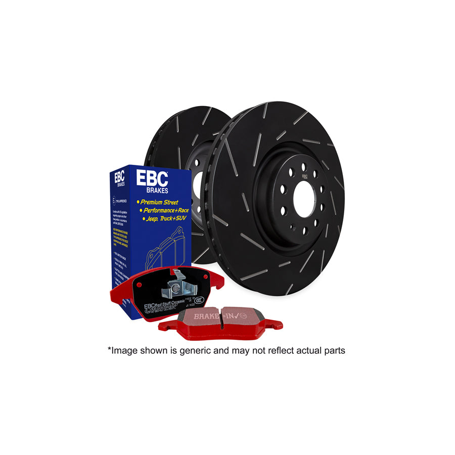 EBC Brakes PD07KR041 Audi TT 8J quattro Rear Brake Pad & USR Slotted Disc Kit, 310mm (TRW Rear Caliper) - Redstuff 3000, DP31518C + USR1458