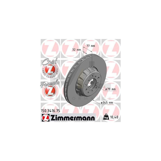 Zimmermann Formula Z Coat Z 150.3416.75 Brake Disc for BMW 5 Series E39 Saloon - 345mm x 32mm Two-Piece Vented Alloyed High Carbon Coated Performance Rotor