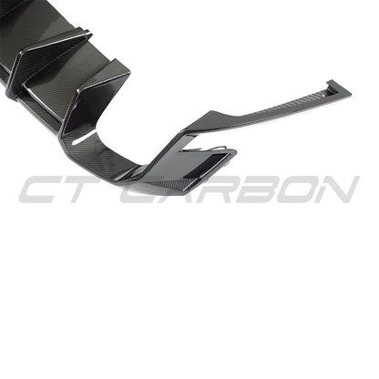 Audi RS4 Avant B9.5 (2020-2024) Carbon Fibre/Carbon Fiber Rear Diffuser / Rear Valance / Lower Bumper Insert – CT Design Pre-Preg Dry Carbon Gloss – Facelift RS4 Estate/Wagon Rear Splitter