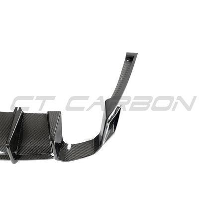 Audi RS4 Avant B9.5 (2020-2024) Carbon Fibre/Carbon Fiber Rear Diffuser / Rear Valance / Lower Bumper Insert – CT Design Pre-Preg Dry Carbon Gloss – Facelift RS4 Estate/Wagon Rear Splitter