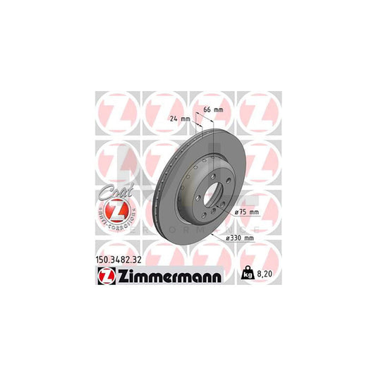 Zimmermann Formula F Coat Z Brake Disc 150.3482.32 for BMW 5 Series, 330x24mm High-Carbon Two-Piece Internally Vented Coated Brake Rotor