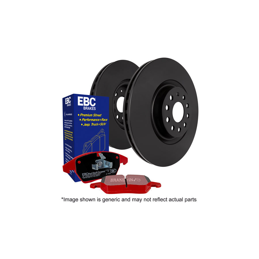EBC Redstuff Front Brakes Kit PD02KF277 - Discs/Rotors & Pads for Lexus IS IS200d IS220d IS250 IS300h 2005-2021 - 296mm Vented Plain OE Size - Ceramic Low Dust Quiet Street Upgrade Replacement Front Axle