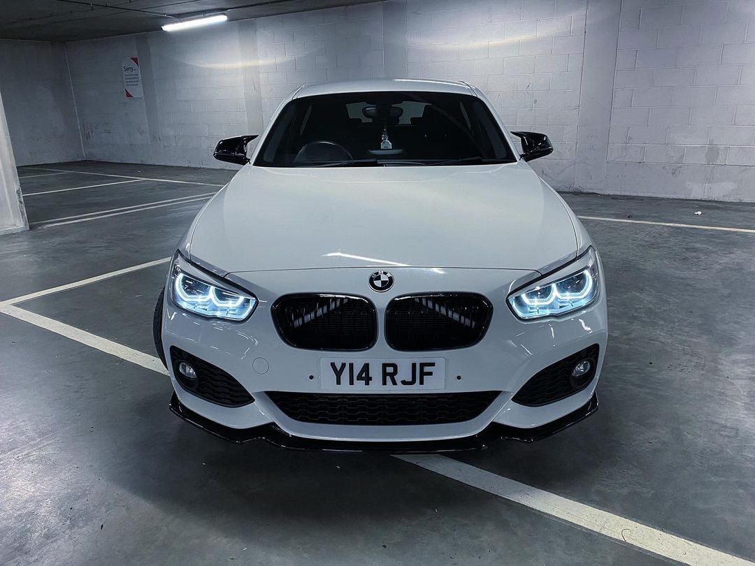Glow White V-Brace/V-Support Decals for BMW – Kidney Grille V Bar Sticker Overlay Vinyl Wrap | Luminous Front Radiator Support/Crash Bar Accent Film | Glow Effect, DIY Removable, UK Made