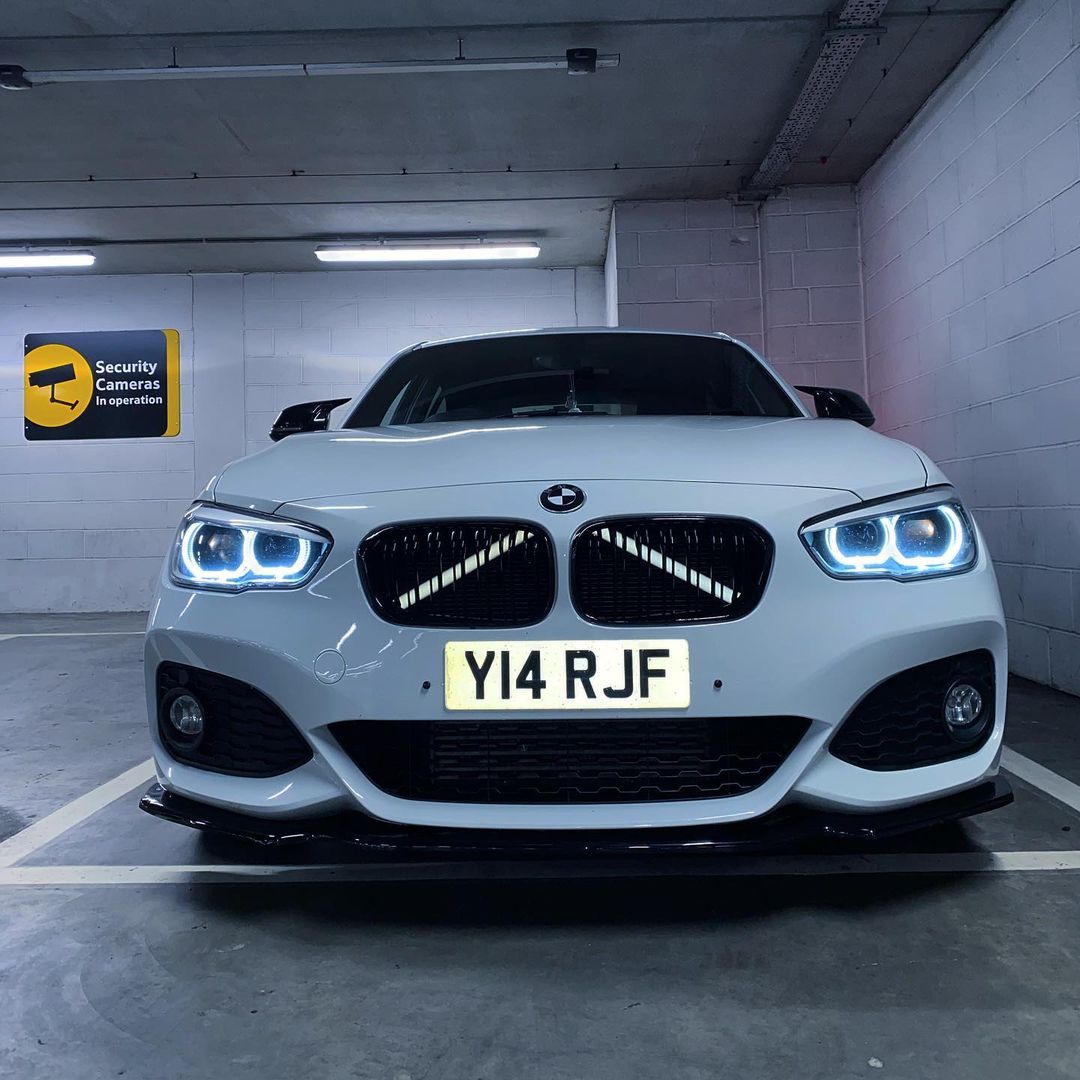 Glow White V-Brace/V-Support Decals for BMW – Kidney Grille V Bar Sticker Overlay Vinyl Wrap | Luminous Front Radiator Support/Crash Bar Accent Film | Glow Effect, DIY Removable, UK Made