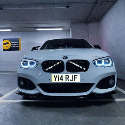 Glow White V-Brace/V-Support Decals for BMW – Kidney Grille V Bar Sticker Overlay Vinyl Wrap | Luminous Front Radiator Support/Crash Bar Accent Film | Glow Effect, DIY Removable, UK Made